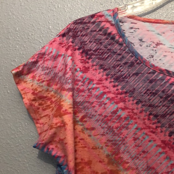 Prana flora top Women's XS Organic cotton short sleeve blouse tie dye shirt EUC - Picture 4 of 11